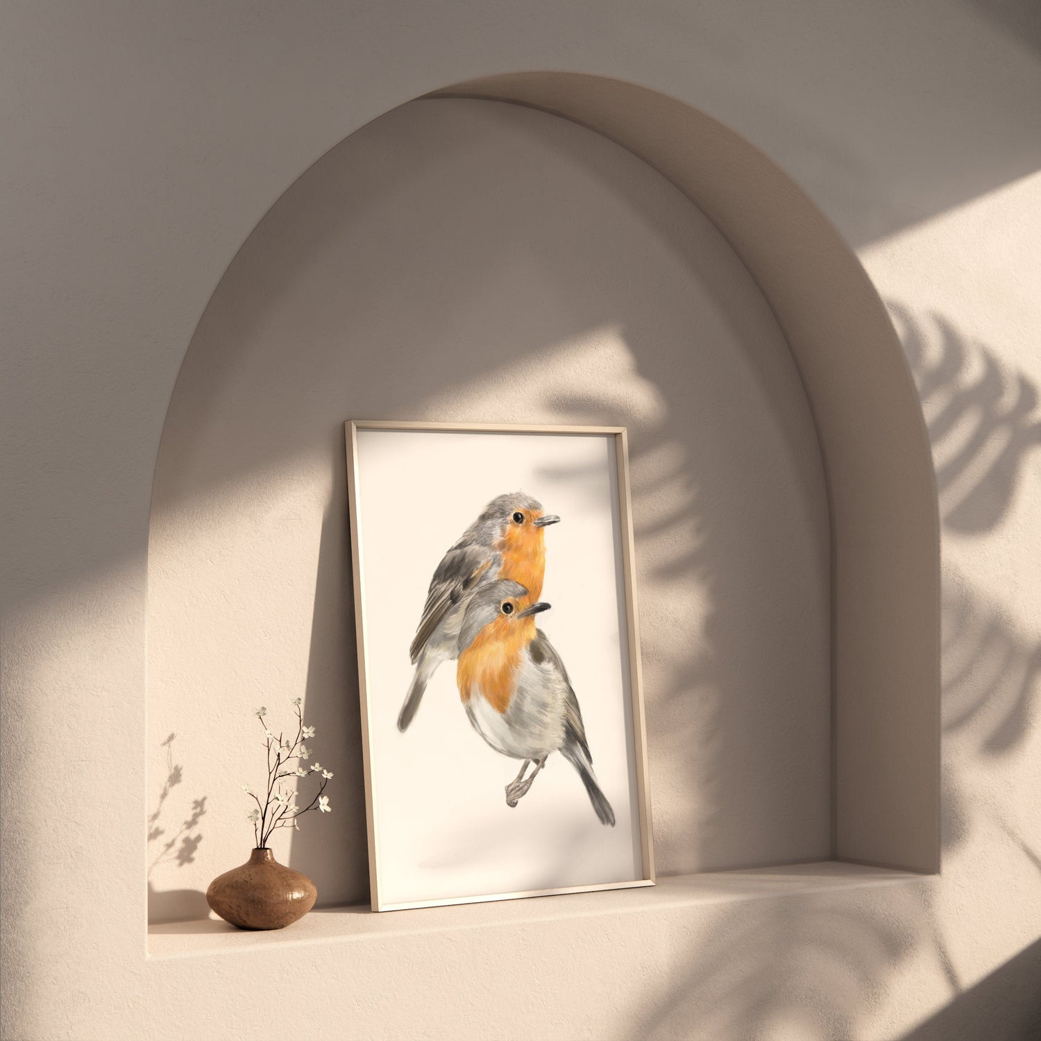 Robin Bird Friendship Print:  Scandinavian Wall Decor for Couples