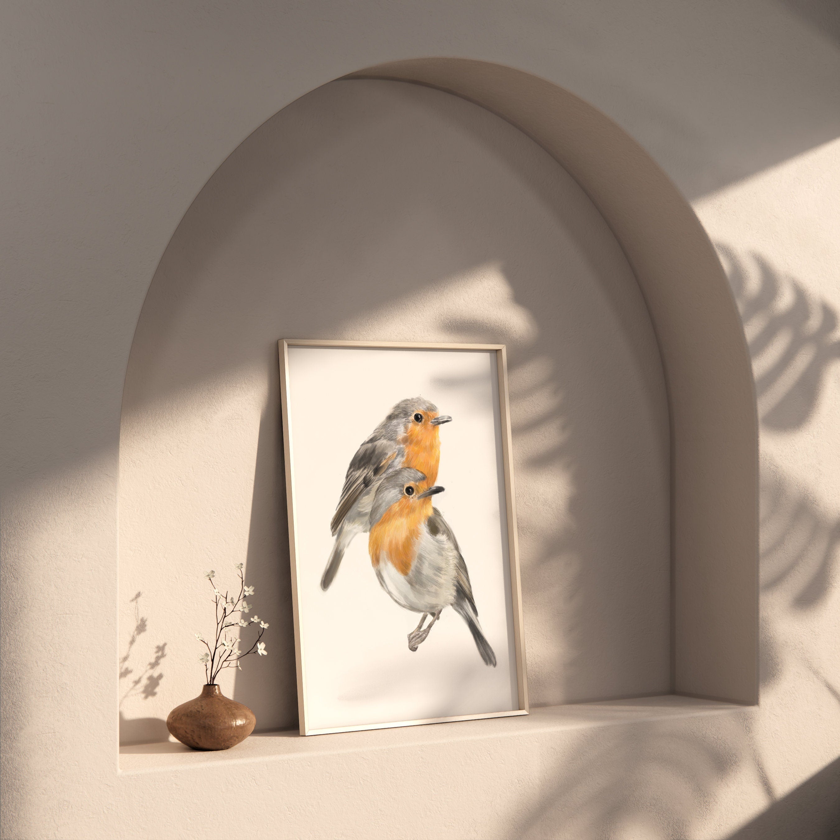 Robin Bird Friendship Print:  Scandinavian Wall Decor for Couples