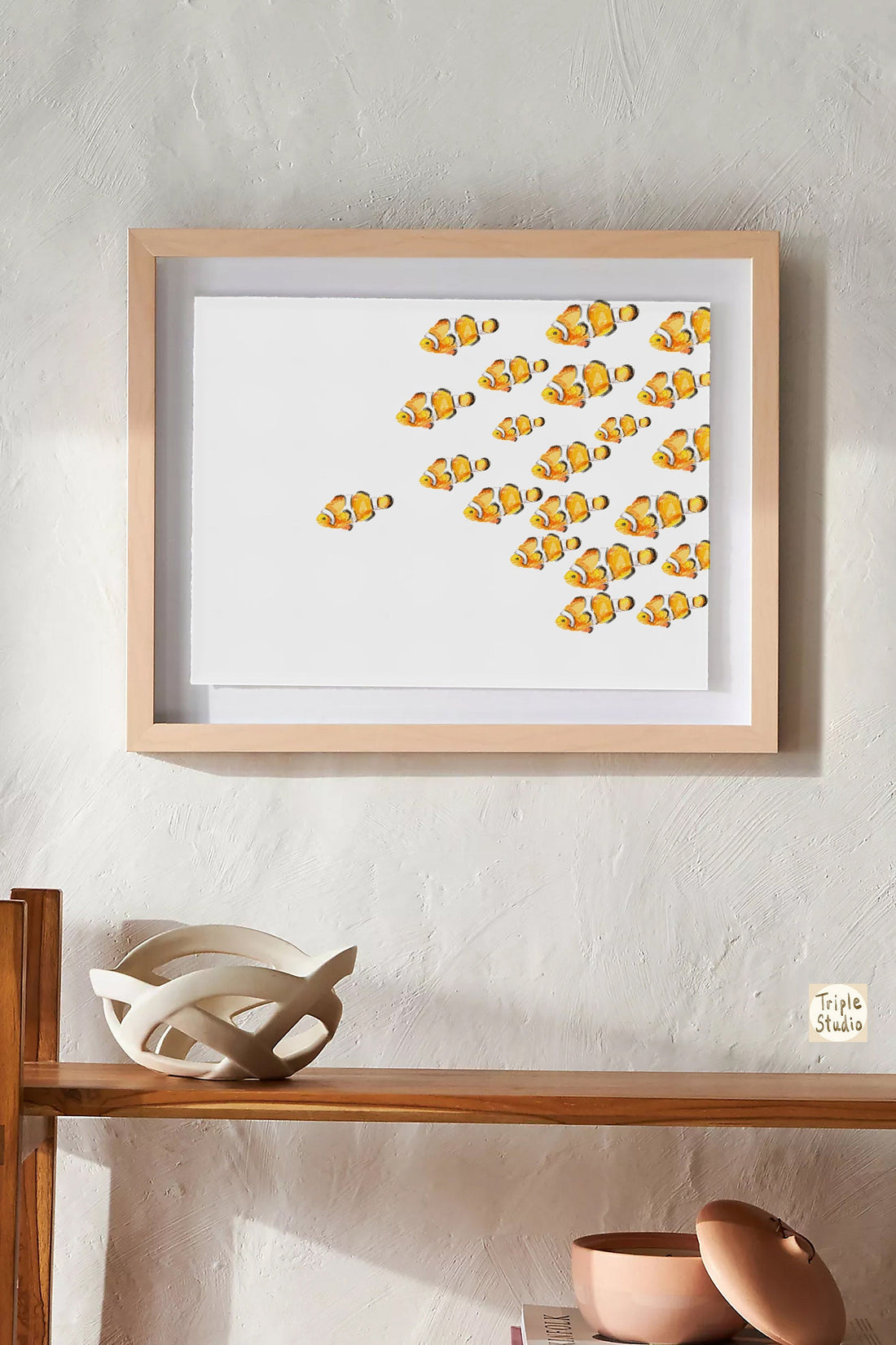 Modern Minimalist Clownfish Watercolor Painting