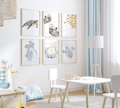 Sea Otter Watercolor Art Print