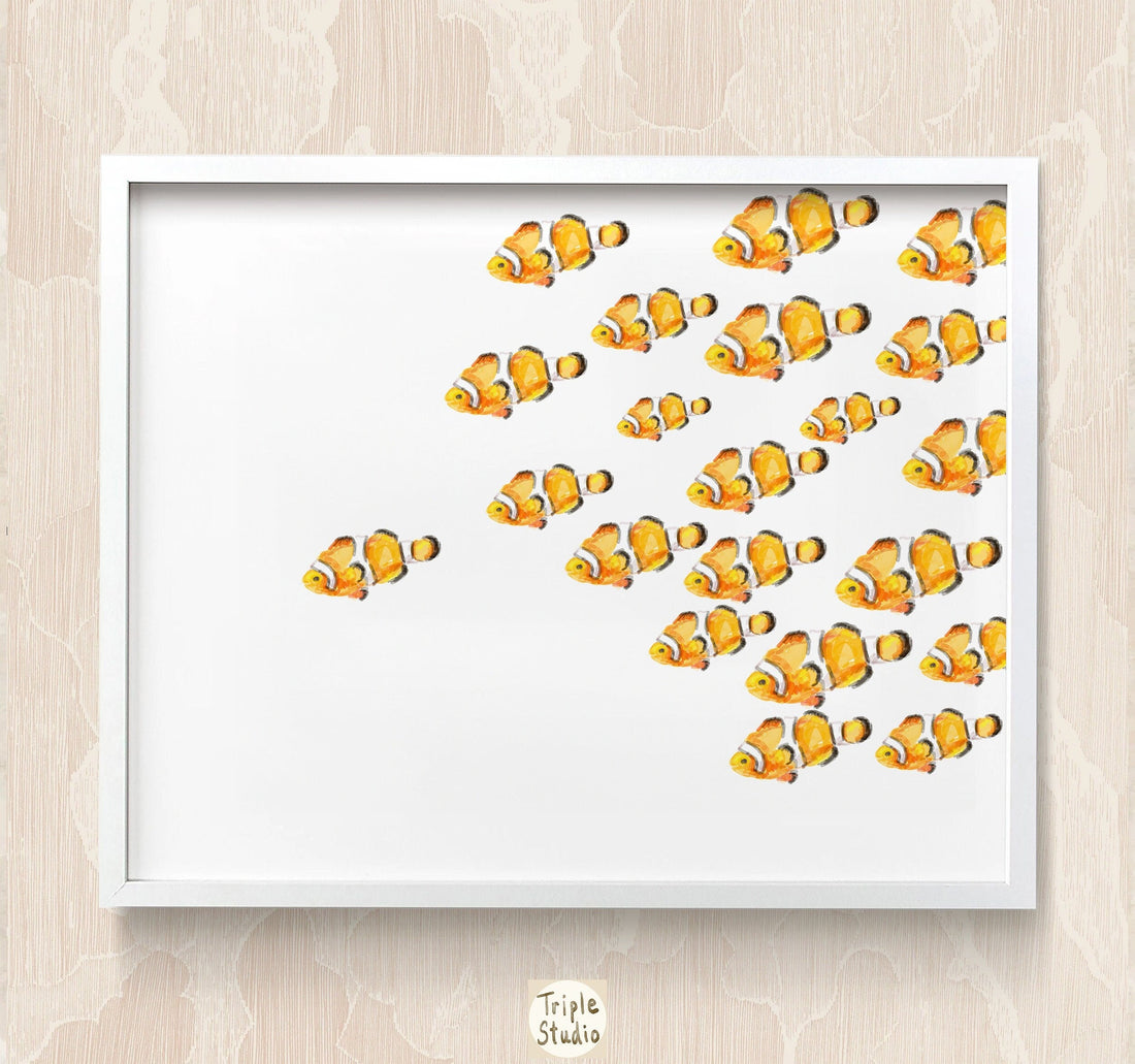 Modern Minimalist Clownfish Watercolor Painting