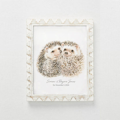 Personalized Hedgehogs Art Print: Custom Romantic Anniversary Gift for Wif
