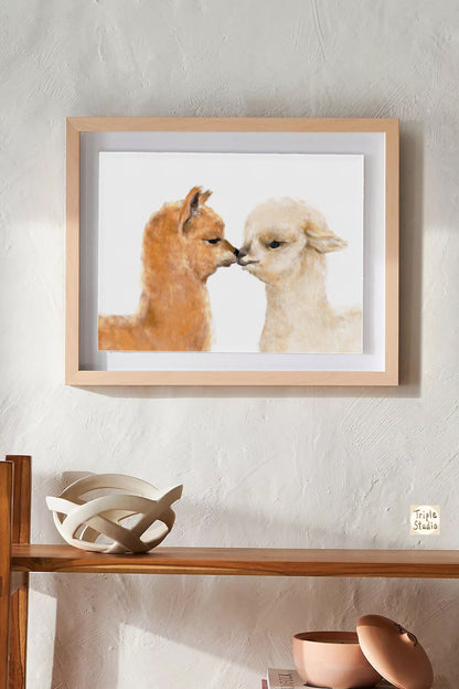 Alpaca Kiss Wall Art: Hugs and Kisses