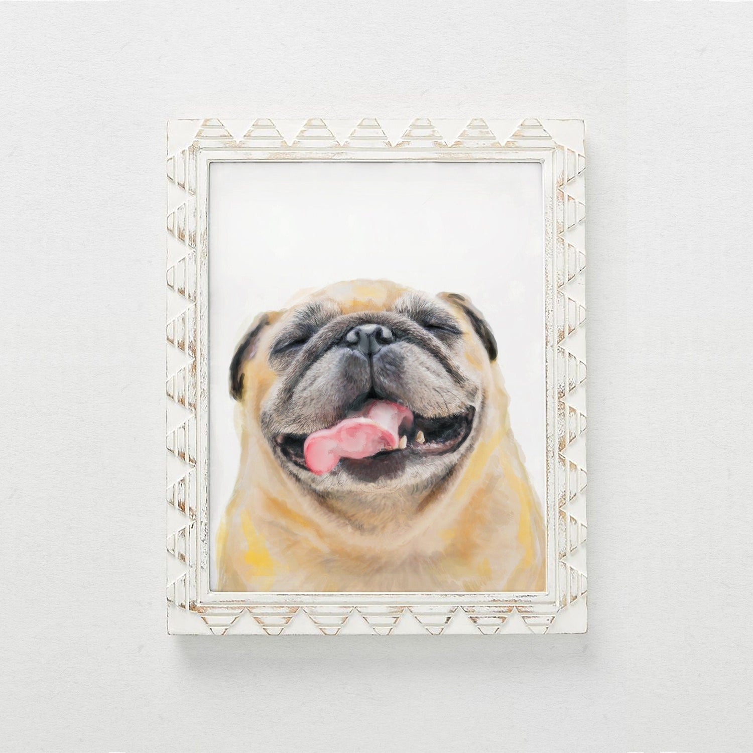 Happy Pug Watercolor Painting