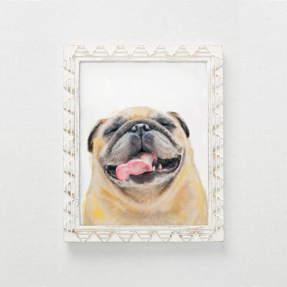 Happy Pug Watercolor Painting