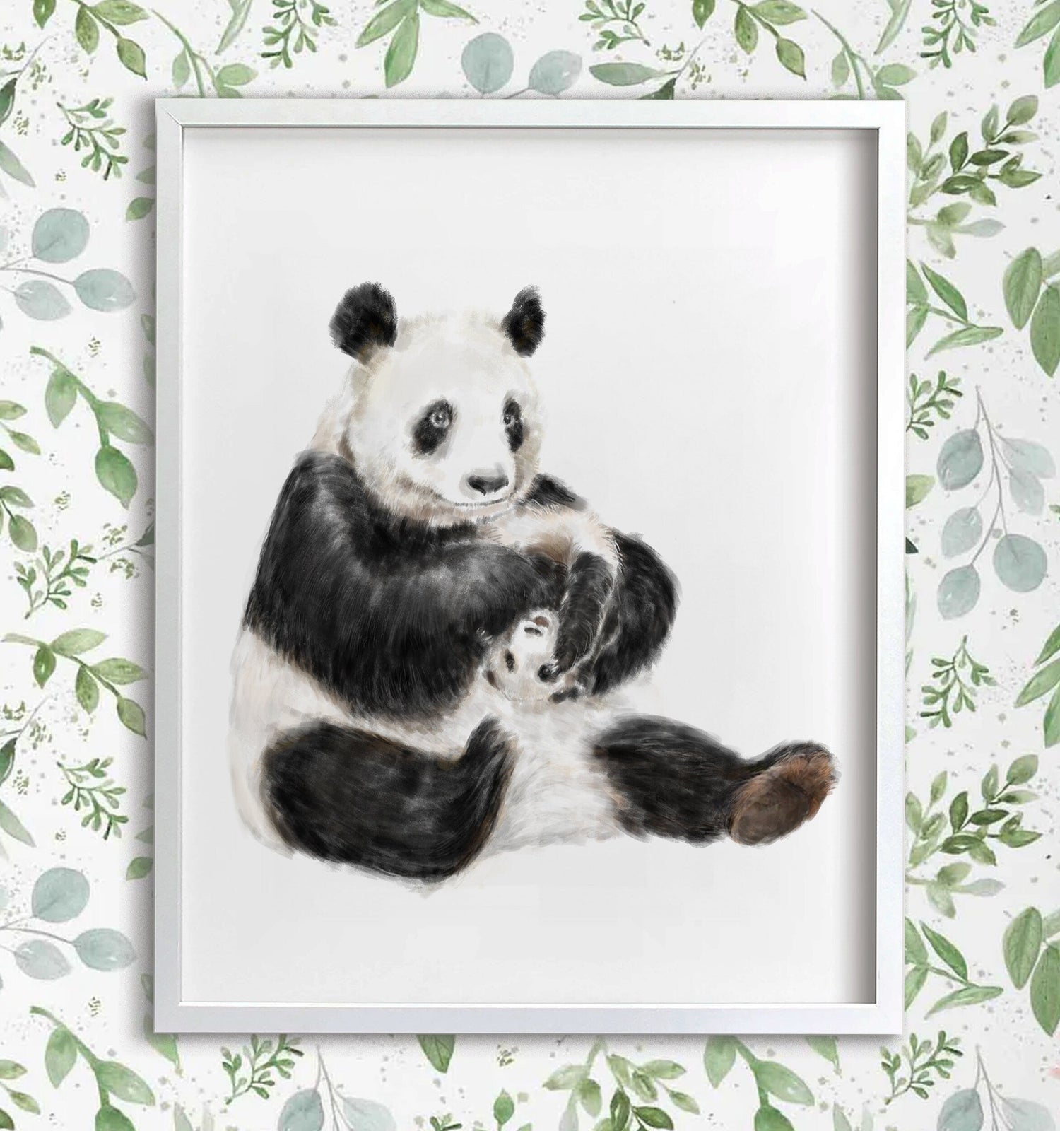 Panda Mom and Cub Art Print