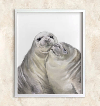 Seal with A Kiss Art Print:  Anniversary Gift for Animal Lovers