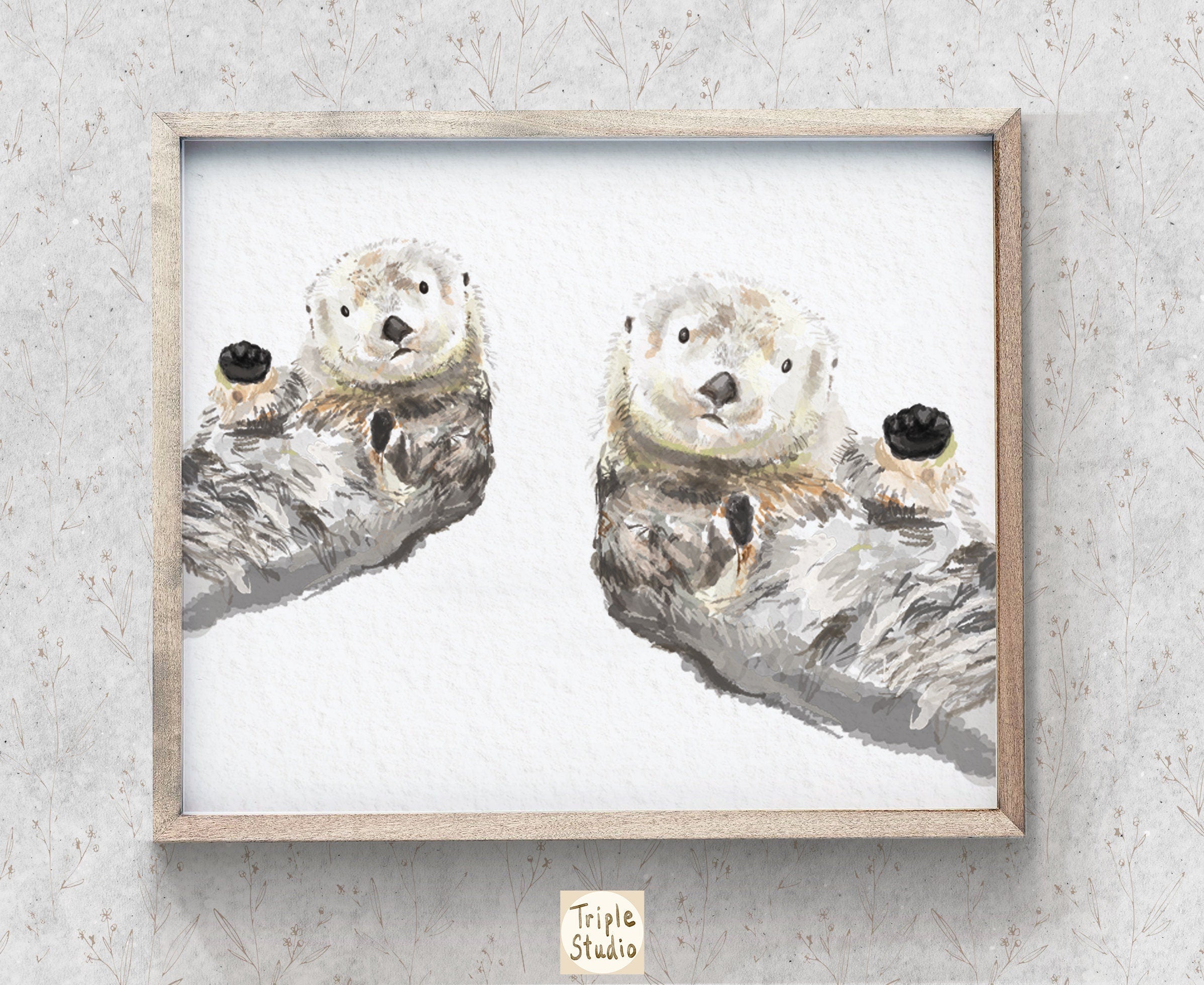 Sea Otter Watercolor Art Print