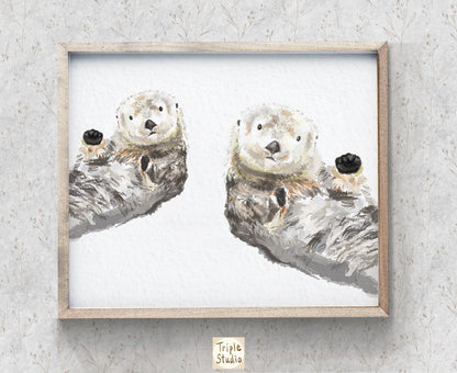 Sea Otter Watercolor Art Print