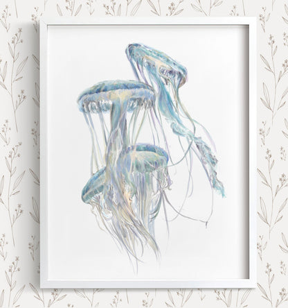 Jellyfish Wall Art | Modern Ocean Watercolor Painting