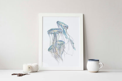 Jellyfish Wall Art | Modern Ocean Watercolor Painting