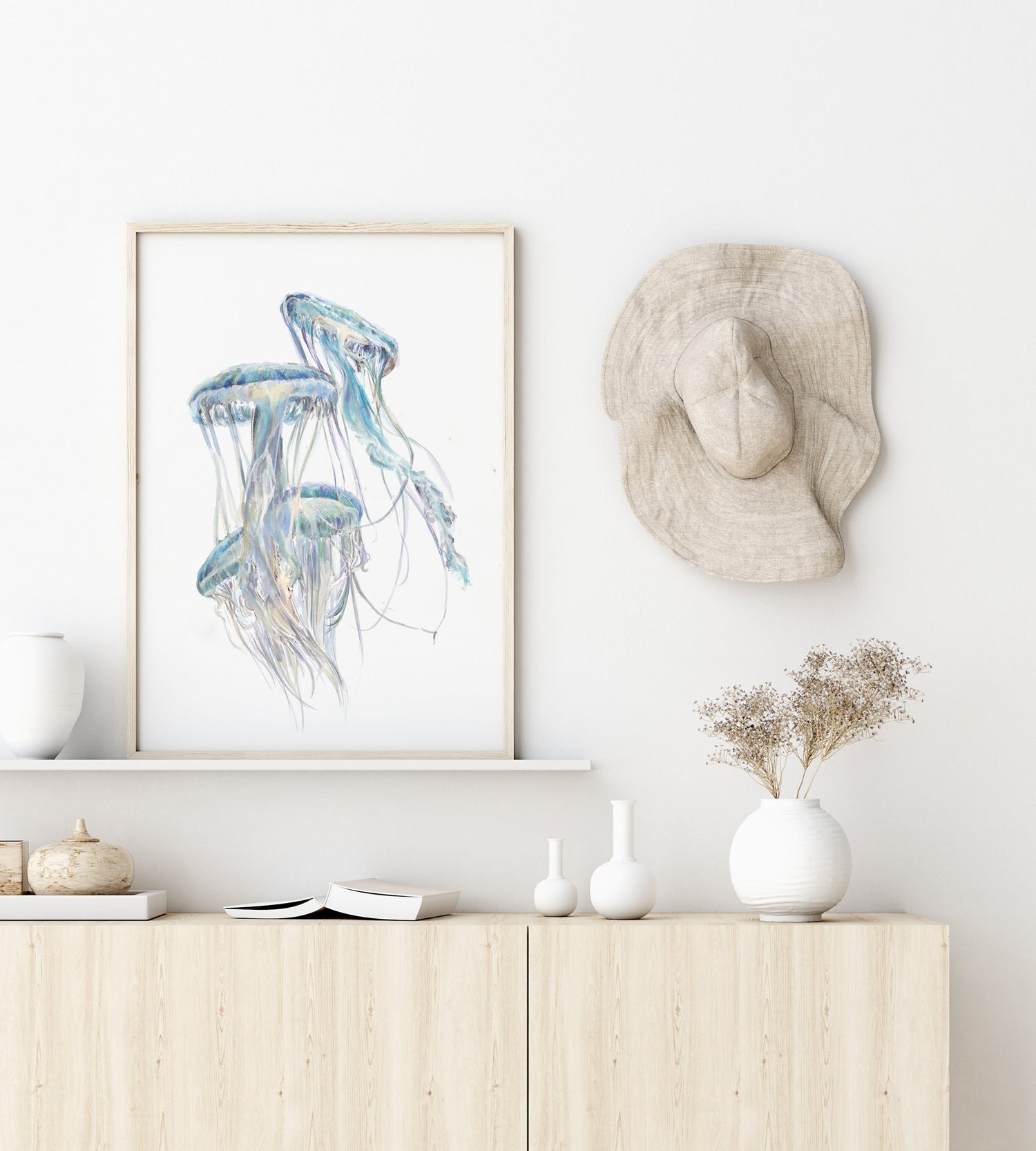 Jellyfish Wall Art | Modern Ocean Watercolor Painting