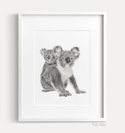 Baby Koala Joey and Mom Wall Art