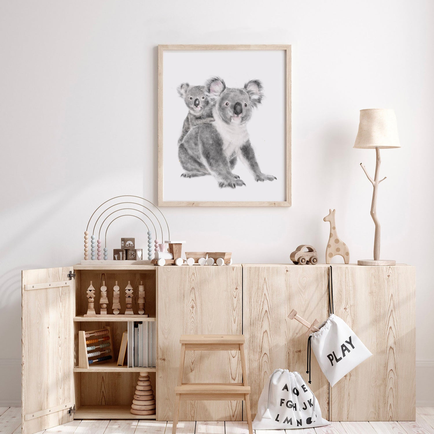 Baby Koala Joey and Mom Wall Art