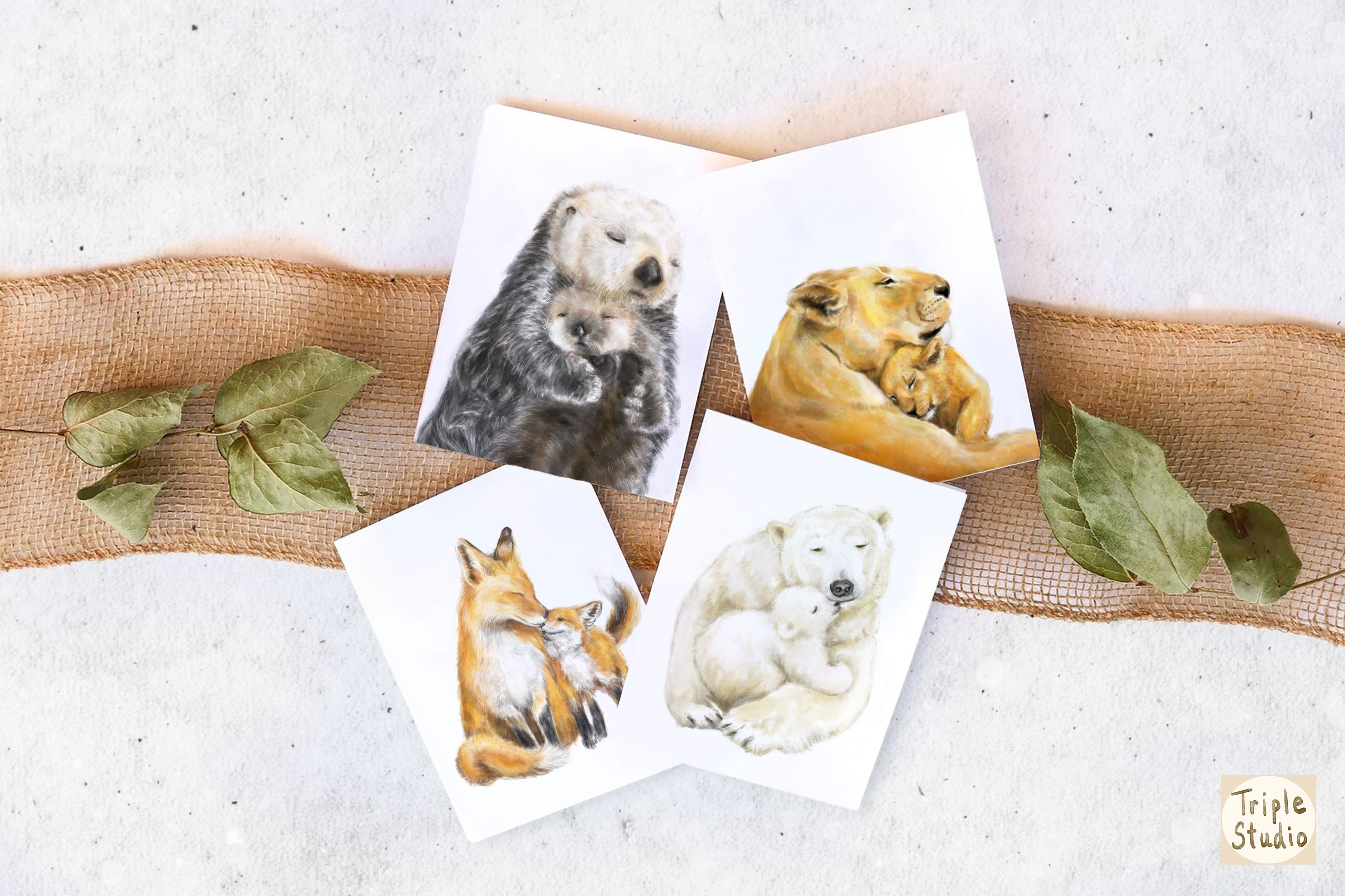 Fox Mom and Baby Art Print