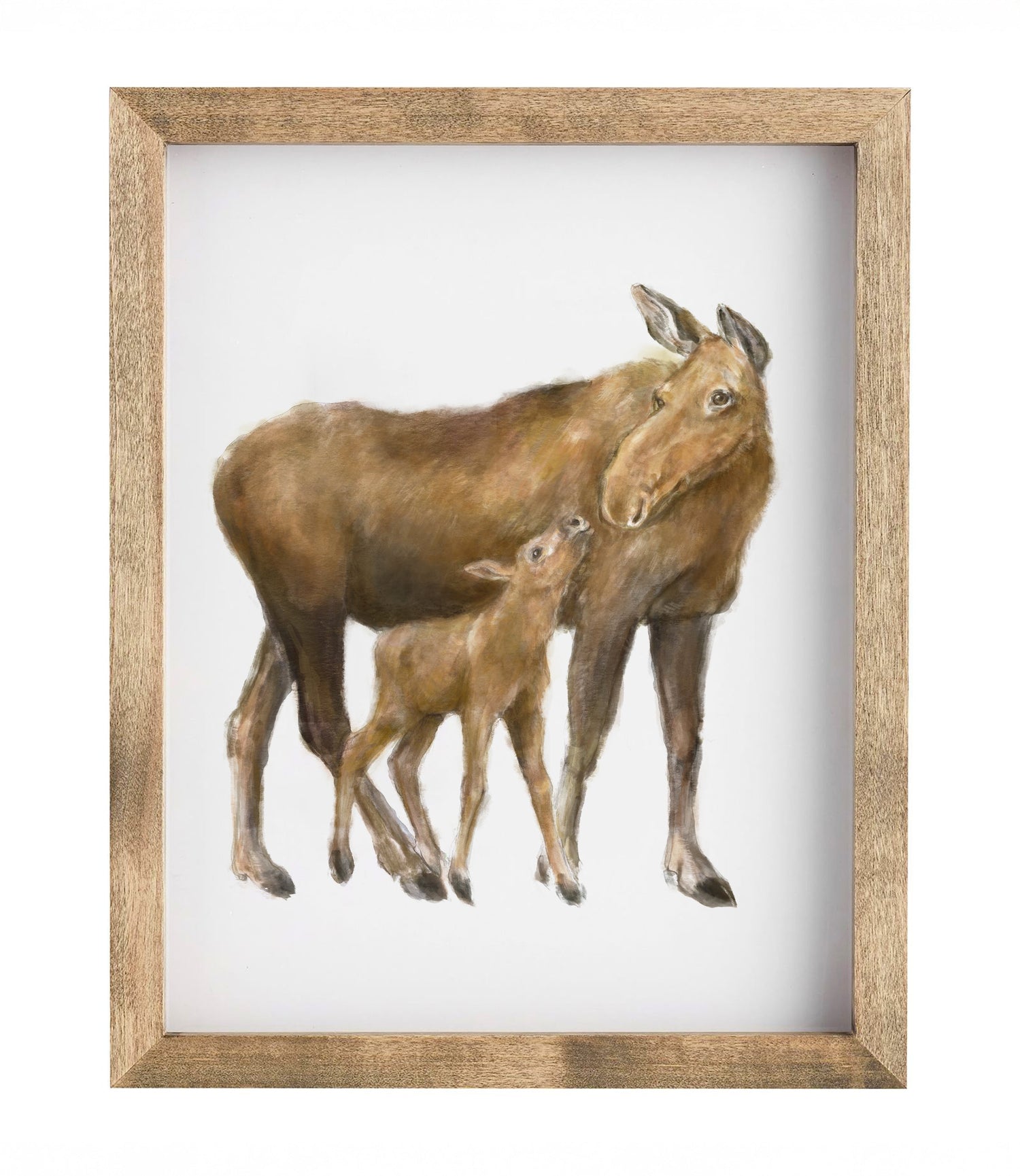 Baby Moose and Mom Wall Art Print