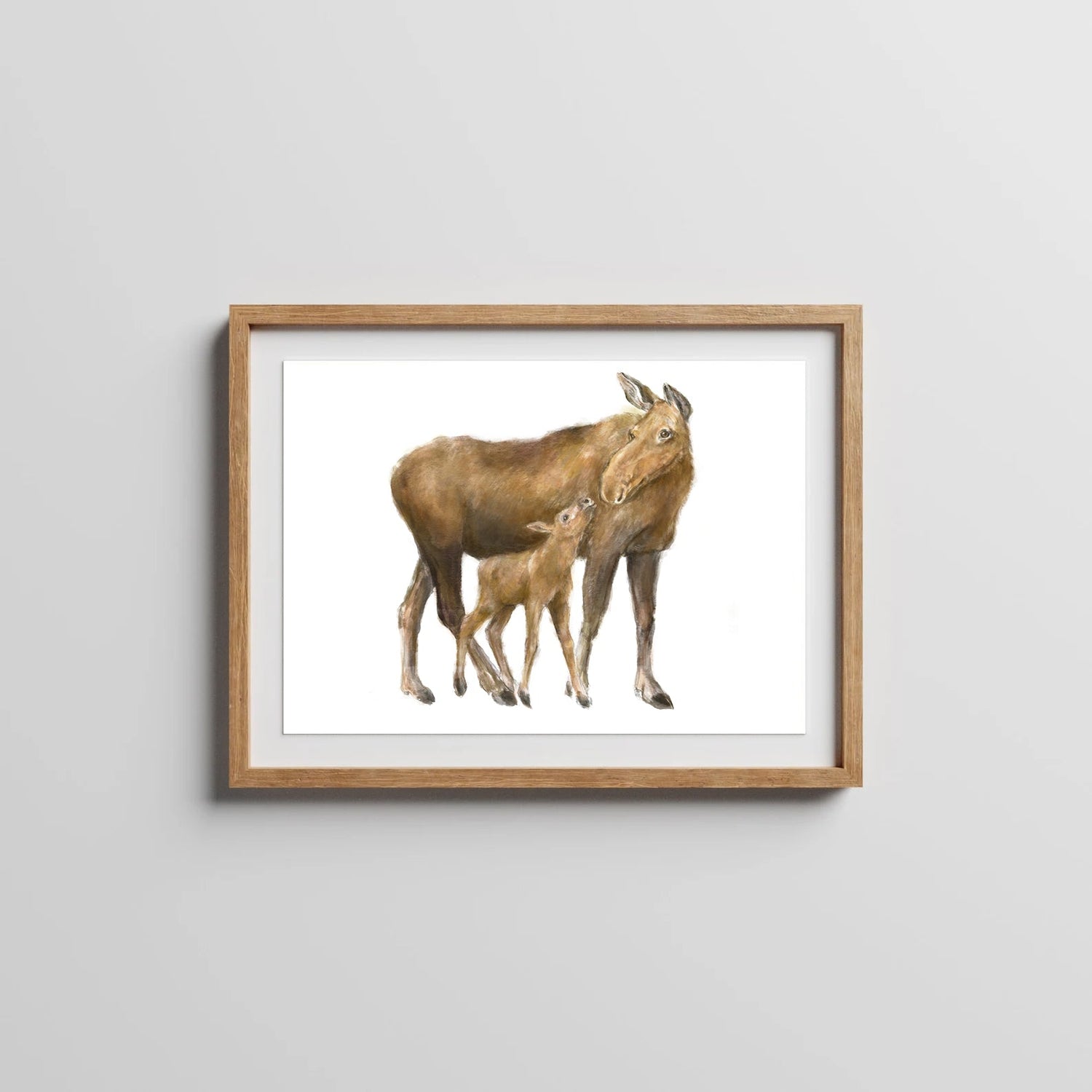 Baby Moose and Mom Wall Art Print