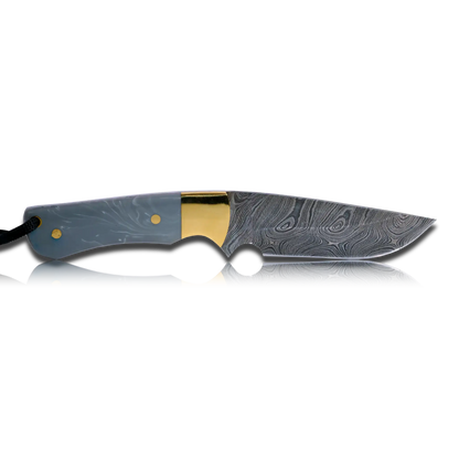 Original Kaito Damascus Steel Skinner Knife 4 inch blade with Premium Leather Sheath