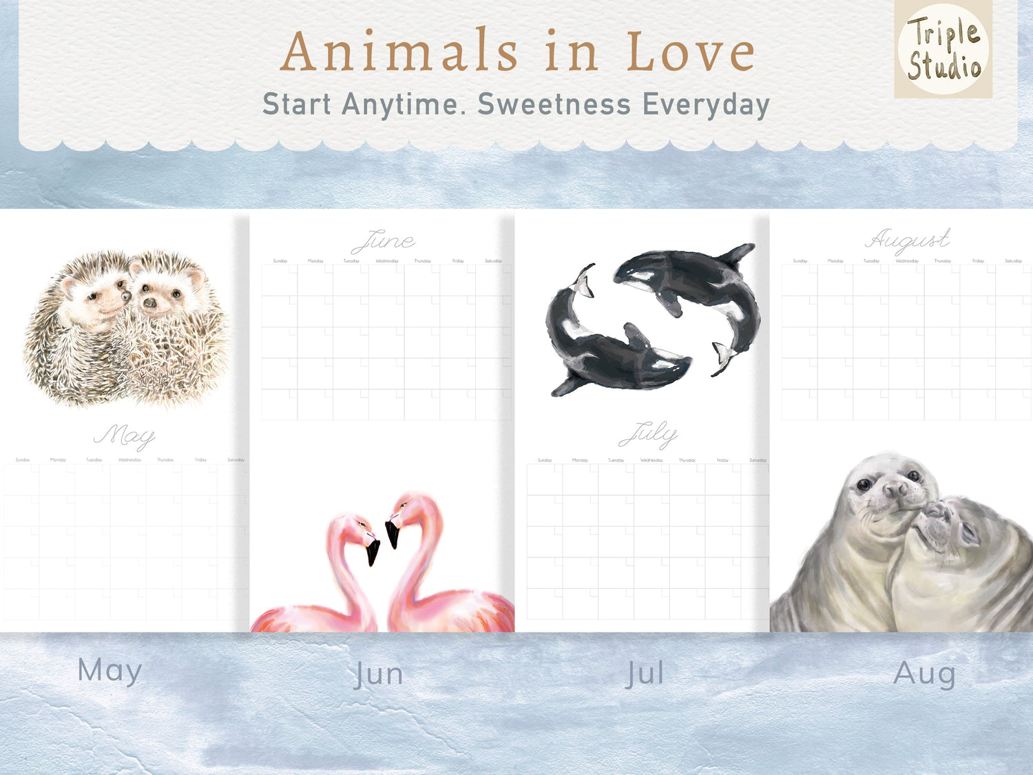 DATELESS Extra Large Wall Calendar with Magnetic Poster Hanger - Dear Love