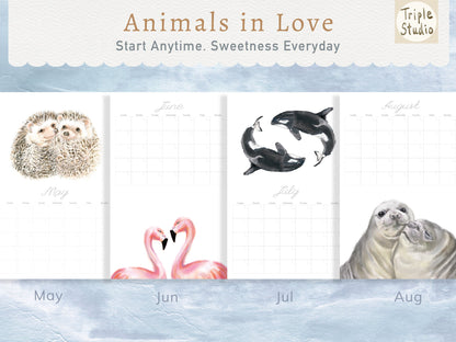 DATELESS Extra Large Wall Calendar with Magnetic Poster Hanger - Dear Love