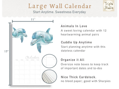 DATELESS Extra Large Wall Calendar with Magnetic Poster Hanger - Dear Love
