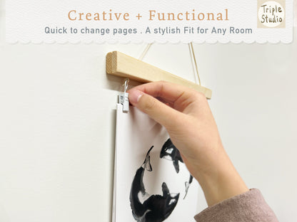 Large Cat Wall Planner with Watercolor Art, Magnetic Poster Hanger Included