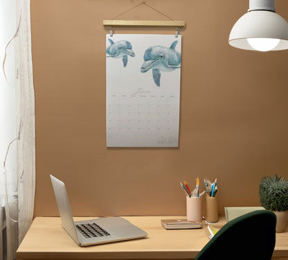 DATELESS Extra Large Wall Calendar with Magnetic Poster Hanger - OCEAN