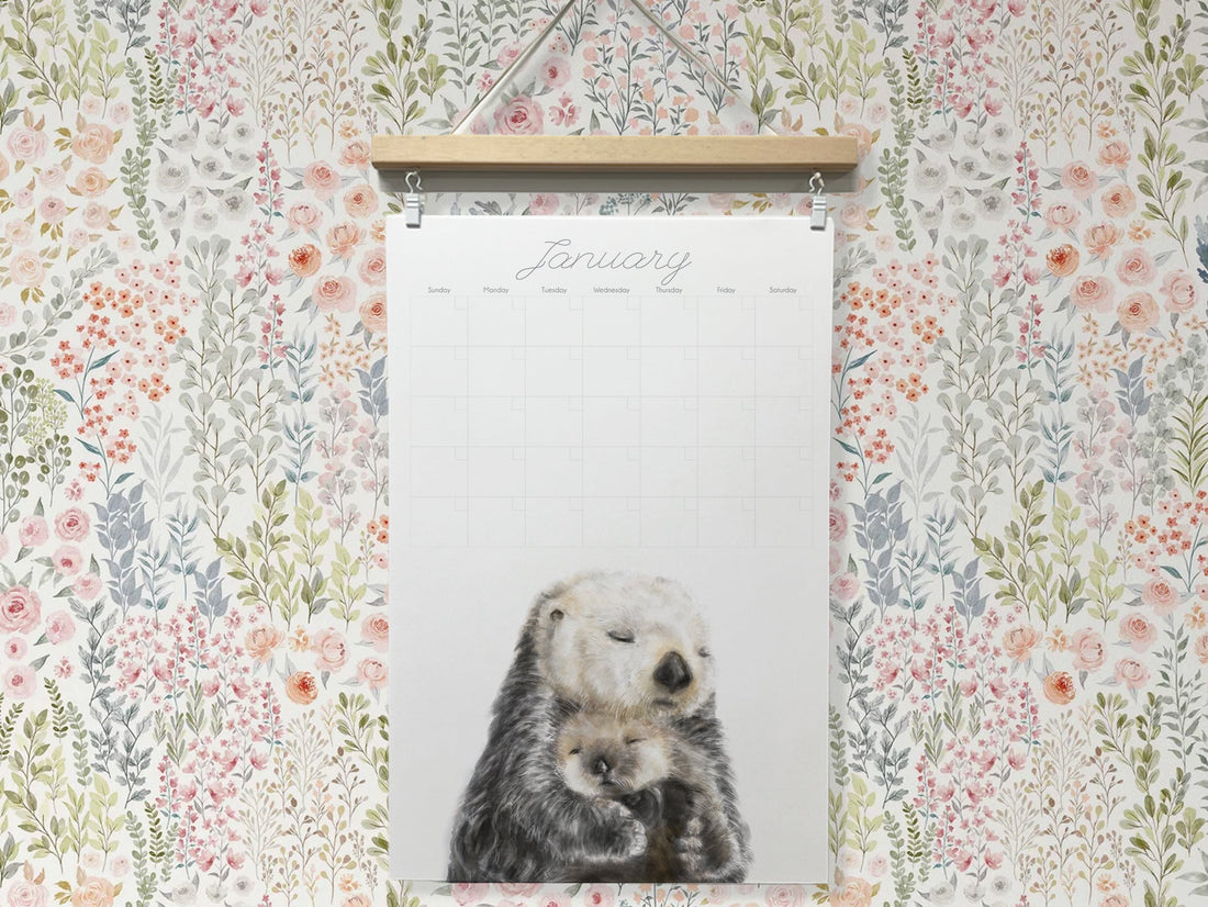 DATELESS Extra Large Wall Calendar with Magnetic Poster Hanger - BABY & MOM