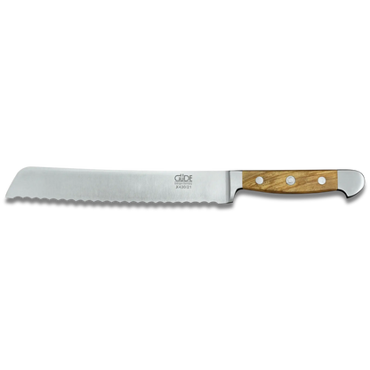 ALPHA OLIVE | Bread Knife 8&quot; Blade | Hand Forged / Olive wood handle